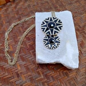 Long Double Pendant Gold Necklace